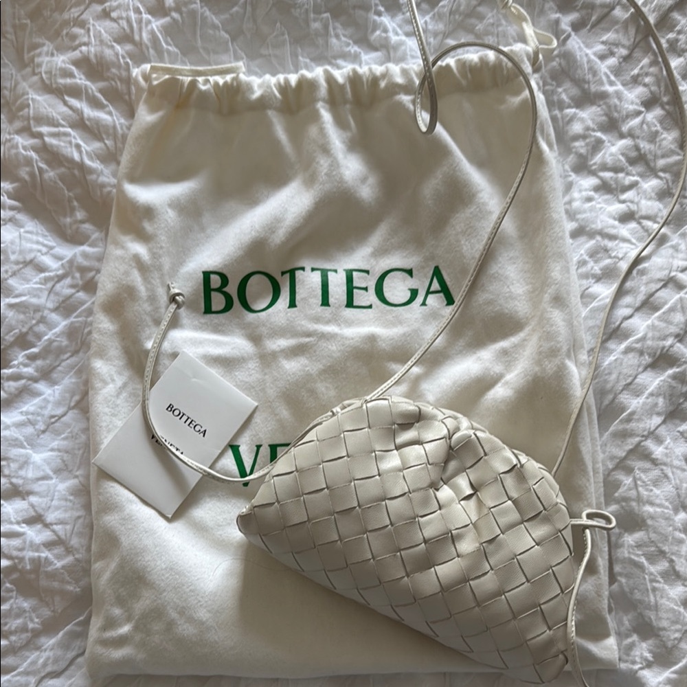 Bottega Veneta White Woven Leather Bag